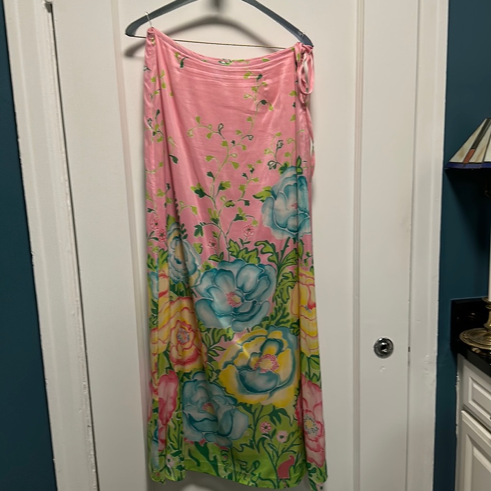 Lilly Pulitzer A-line skirt size XX. cotton and silk. A beauty. Needs new hem.